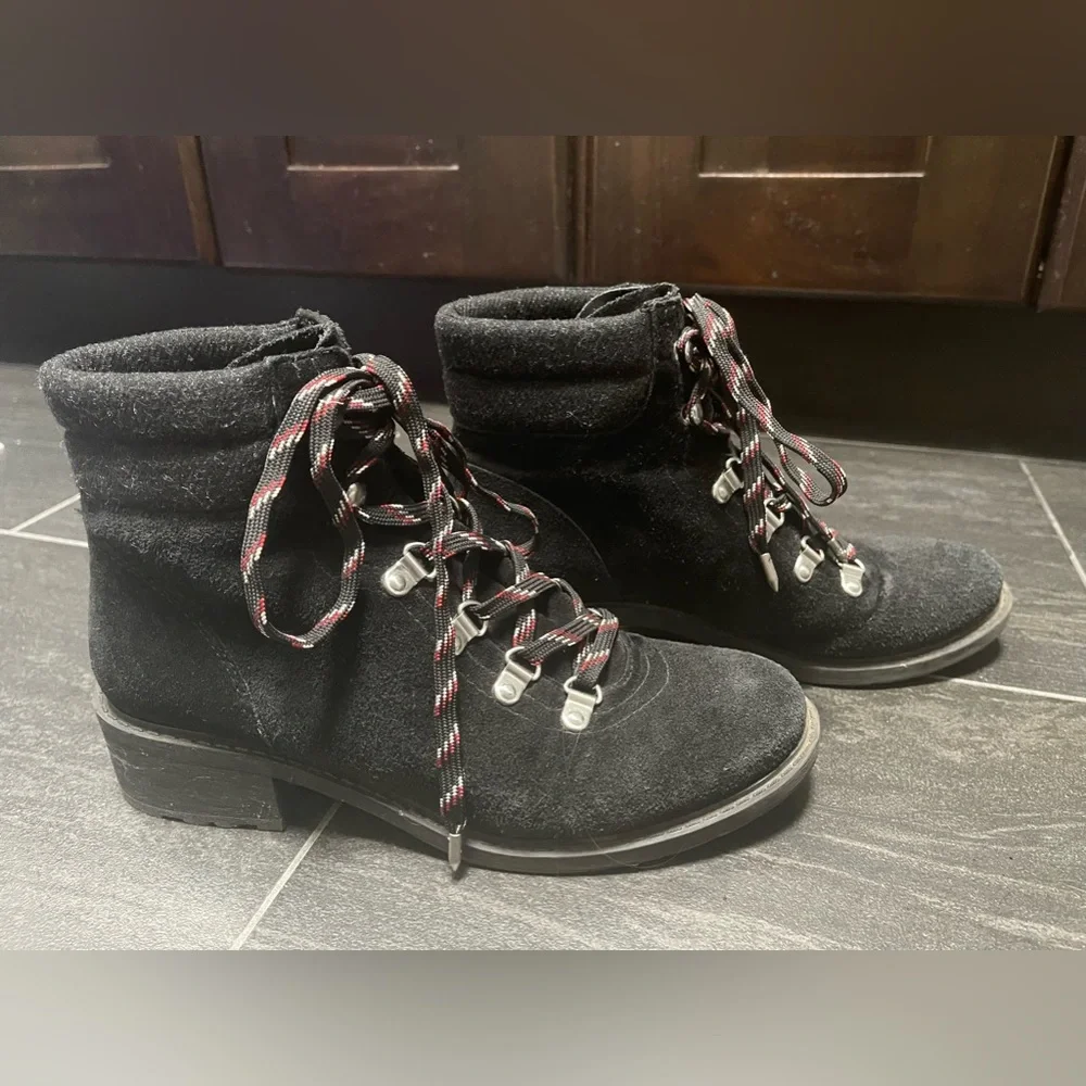 SAM EDELMAN Women's Black Suede Leather Combat Boots Size 7 - Picture 4 of 6
